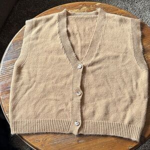 SHEIN Camel Button-Up Sweater Vest